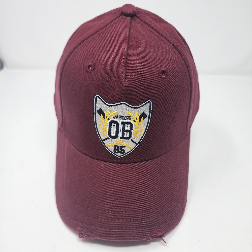 HYP Warriors OB 85 Hat 56cm Distressed Baseball Cap Twill A-Flex Maroon Burgundy